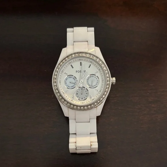 Fossil Ivory Watch with Sparkling Accents - Picture 2 of 2